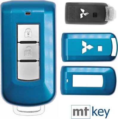 Produktbild von Auto Schlüssel Kunststoff Hülle ABS Plastik Schutz Cover Blau kompatibel mit Mitsubishi ASX L200 Outlander Pajero KEYLESS SMARTKEY