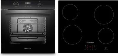 Obrázok produktu pre Respekta A-SET7004400 Rúra vrátane sklokeramickej varnej dosky, šírka 60 cm, (AB700-33 + KM4400) 80 l, časovač, výsuvný gombík a dotykové ovládanie, detská poistka, čierna