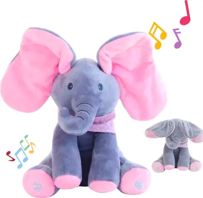 Produktbild von Interaktiver Plüschelefant , Spricht, singt, wiederholt , Rosa Stofftier , Kuschelfreund für Kinder