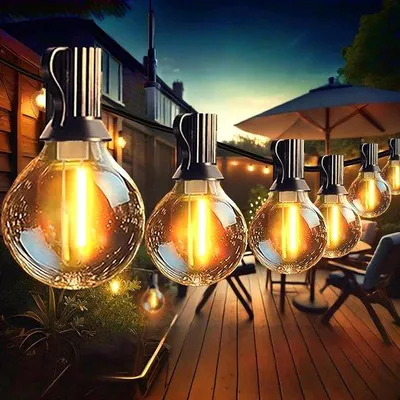 Obrázok produktu pre LED reťaz s 30+2 žiarovkami G40 pre exteriér, vodotesná – vhodná do záhrady, na terasu, na vianočné oslavy a svadby