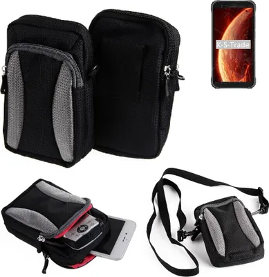Produktbild von K-S-Trade Holster Schutz Hülle kompatibel mit Blackview BV4900 Handy Hülle Gürteltasche Umhängetasche mit Zusatzfach schwarz