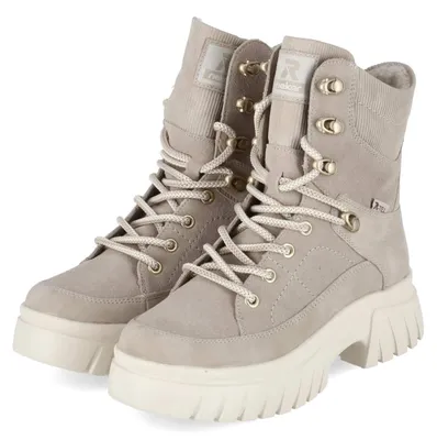 Productafbeelding van Rieker dames veterschoenen, beige, leer en synthetisch materiaal, maat 36