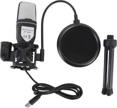 Zdjęcie produktu dla Mikrofon USB do gier z podświetleniem RGB, przewodowy mikrofon pojemnościowy na biurko, statyw mikrofonowy do komputera PC do streamowania podcastów w studio