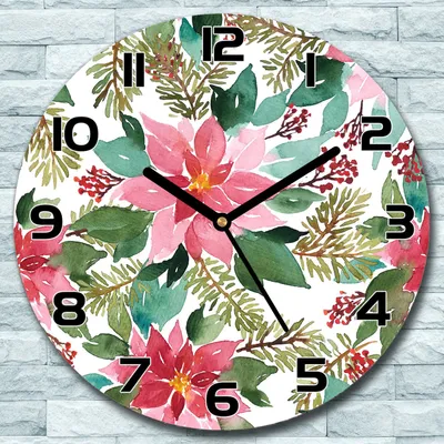 Produktbild von Wanduhr aus Glas Rund fi 30 Vintage Blumenstrauß Quarz Deko Schlafzimmer Büro