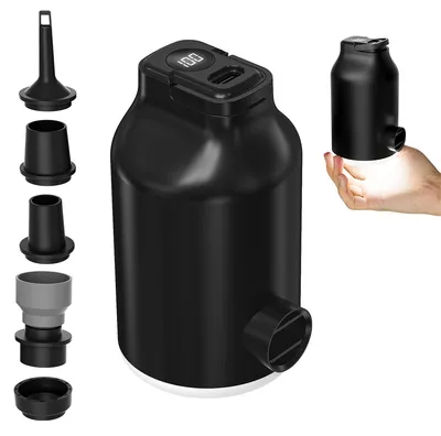 Produktbild von Elektrische Luftpumpe Akku für Luftmatratze, mit 5 Düsen, LED-Licht, Auto Abschaltung für Luftbetten, Schwimmringe, Camping Matratze Aufblasbar