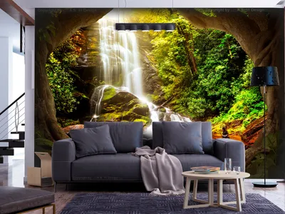 Produktbild von Vlies Fototapete Wasserfall 350x256 cm Tapeten Wandtapete XXL Landschaft Natur Wald c-C-0450-a-a
