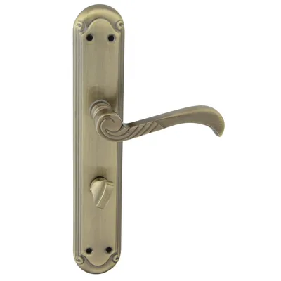 A close-up studio shot of a door handle set.