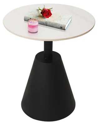 Beistelltisch rund, Marmor & Metall, 50x50x58,5 cm, schwarz