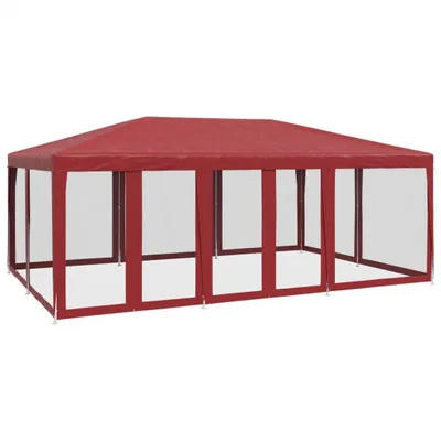 Immagine prodotto di vidaXL Tenda per feste con 10 pannelli laterali a rete rossi 6x4 m HDPE
