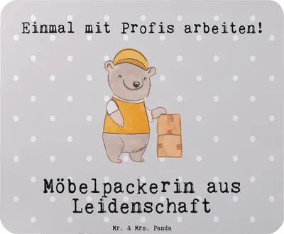 Produktbild von Mr. & Mrs. Panda Mousepad Möbelpackerin Leidenschaft - Grau Pastell - Geschenk, Witzig, laptop, Umzugsfirma, mauspad, Lustig, Mouse Pad, Umzugsservice, pc, Spruch