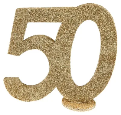 Produktbild von 50. Geburtstag gold glitzer Tischdekoration 11x 10 cm Zahl 50