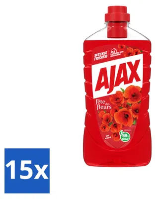 Produktbild von 15 x Ajax Fête des Fleurs Allesreiniger - Rote Blumen - 1000 ml - Vorteilspackung - 15 Stücke