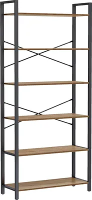 Produktbild von VASAGLE Bücherregal 6 Ebenen Freistehend Stahlrahmen Regalschrank für Wohnzimmer Schlafzimmer Arbeitszimmer 30x80x186cm Industrie Design