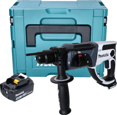 Image de Marteau perforateur sans fil Makita DHR 202 M1JW 18 V 20 mm 2,0 J blanc + 1 batterie 4,0 Ah + Makpac - sans chargeur