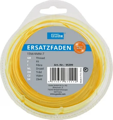 Produktbild von GÜDE Ersatzfaden Mähfaden Fadenspule 15 m/4 mm 7-kant passend für Wiesenmäher