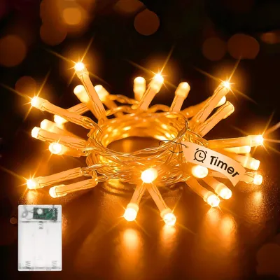 LED-Lichterkette 3m, 30 LEDs, Timer, batteriebetrieben, orange