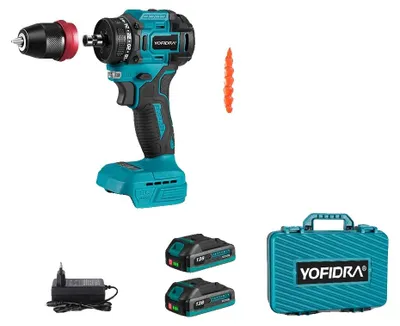 Obrázok produktu pre Akumulátorový skrutkovač, bezkefový motor, nastaviteľné stupne krútiaceho momentu, sada 2xbatérie-B