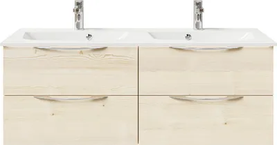Produktbild von Pelipal Badmöbel-Set Sunline 300 BxHxT 132 x 49,9 x 48 cm Frontfarbe sangallo grau mit Waschtisch Mineralmarmor anthrazi