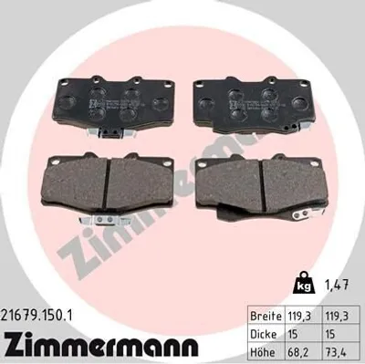 Produktbild von ZIMMERMANN Bremsbeläge Satz Vorne Bremsklötze für TOYOTA LAND CRUISER 90 (J9) 21679.150.1