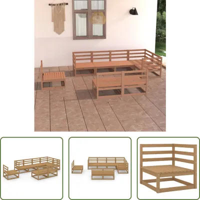 Produktbild von The Living Store 8-tlg. Garten-Lounge-Set Honigbraun Massivholz Kiefer