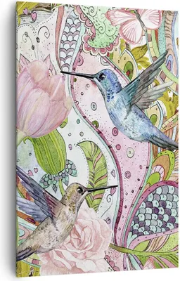 Produktbild von Bild auf Leinwand - Leinwandbild - Einteilig - Vogel Schmetterling Blume - 80x120cm - Wand Bild - Wanddeko - Wandbilder - Leinwanddruck - Wanddekoration - Leinwand bilder - Wandbild - PA80x120-4065