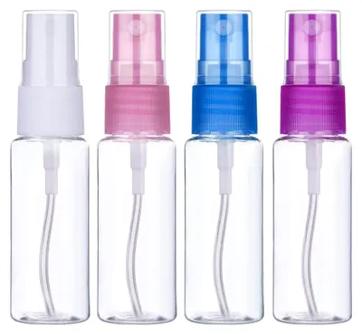 Image de 4 flacons transparents de 20 ml, pour vaporisation fine, idéaux pour les voyages. Ensemble de flacons