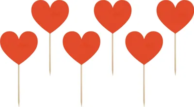 Produktbild von Cake Topper Herz 11cm rot 6er Set