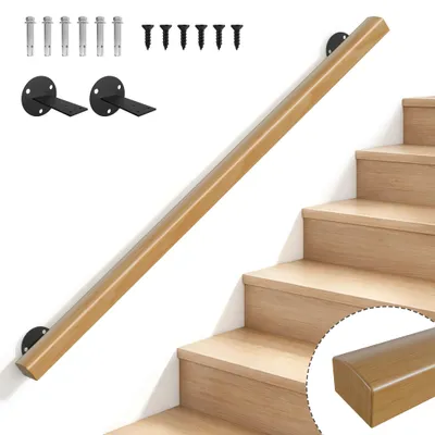 Obrázok produktu pre XMTECH Drevená zábradlie z buku, 60 x 40 mm, drevené zábradlie na schody, nástenné zábradlie, dĺžka 100 cm