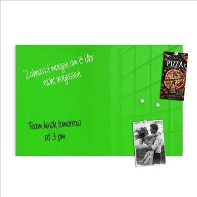 Produktbild von Magnettafel 90x60cm Pinnwand Whiteboard beschreibbar - Neongrüner Hintergrund