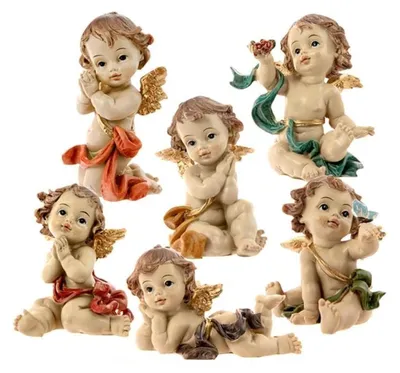 6 Engelfiguren für Kinder, 7,5 cm, aus Harz