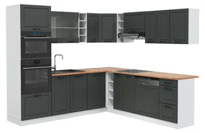 Productafbeelding van Hoekkeuken Vicco R-Line Antraciet landhuis/Wit 247 x 237 cm, WB Eik, Model 42701