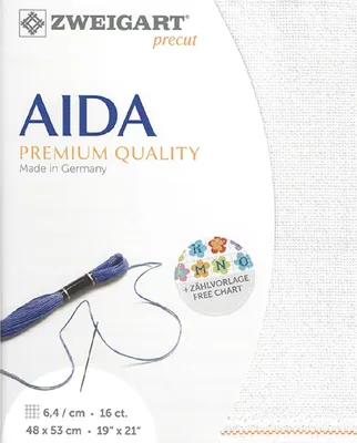 Immagine prodotto di AIDA Zweigart Precut 16 ct. 3251 colore 11 irisee bianco, tessuto da ricamo per punto croce 48x53 cm
