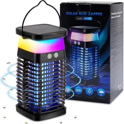 Produktbild von Bettizia 3 in 1 Solar Elektrischer Insektenvernichter UV Licht Mückenlampe Mit RGB-Licht 4W Insektenfalle Insektenlampe Mückenvernichter Fliegenfalle Moskito