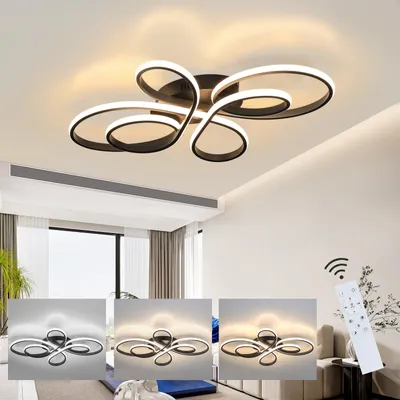 Obrázek produktu pro ZMH LED stropní světlo Černá stropní lampa Stmívatelná s dálkovým ovládáním 78W 80CM Moderní kreativní lampa pro obývací pokoj Ložnice Jídelna Kancelář Kuchyně