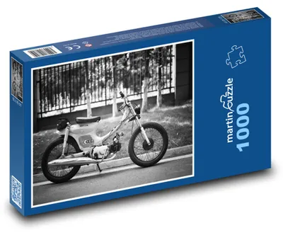 Zdjęcie produktu dla Puzzle 1000 Retro motocykl w czerni i bieli - martinpuzzle