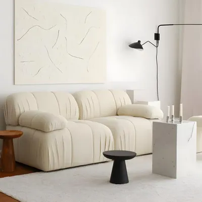 Produktbild von Couch Zweisitzer Sofa 2 Sitzer Polstersofa Beige Stoffsofa Moderne