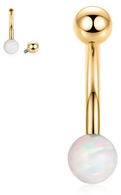 Productafbeelding van Gouden Titanium Navelring met Witte Opal