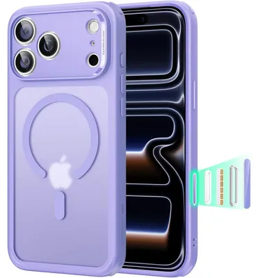 Productafbeelding van Beschermhoes voor iPhone 17 Pro met camerafunctie, compatibel met MagSafe, militaire bescherming, mat paars