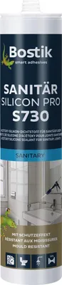 Produktbild von BOSTIK S730 Sanitär Silikon Pro Anthrazit – Hochwertiges Acetat Sanitärsilicon mit Schutzeffekt, Lösemittelfrei, Alterungs- und Witterungsbeständig, Geeignet für Innen- und Außenbereich, 300ml