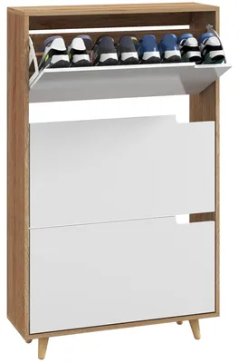 Obrázok produktu pre HOMCOM Úložný priestor na topánky s 3 zásuvkami a nastaviteľnou poličkou, pre 18-24 párov topánok, rozmer 72x24x119 cm, biela farba
