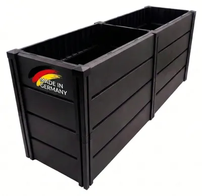 Produktbild von KHW Hochbeet Demeter XL Schmal | 158×44×61 cm Garten Hochbeet | 392L Pflanzvolumen | 100% recycelter Kunststoff | wetterfest & UV-beständig | werkzeuglose Steckmontage | Anthrazit |  Germany