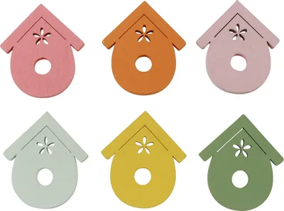 Produktbild von Streudeko Vogelhaus Holz Tischdeko Frühling Bunt 2,5–3,5cm 48 St