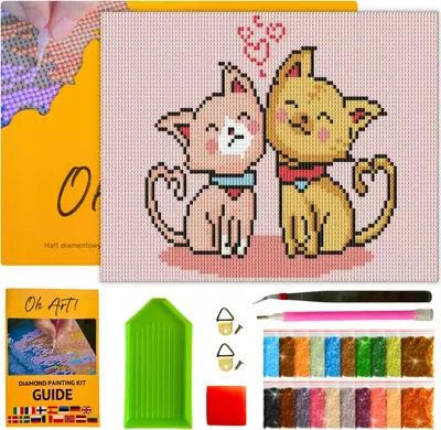 Produktbild von 5D Katzen-Diamantmosaik 30x40 cm mit Rahmen