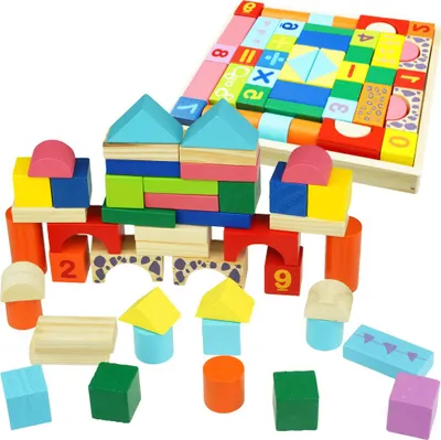 Obrázok produktu pre Drevené stavebné triediace bloky, 58-dielne puzzle