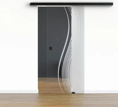 Produktbild von Pertura Glasschiebetür Komplettset Glera Reflect 01 1025x2050 mm Rechts inkl. Beschlag Selir Aluminium schwarz,Griffmusc