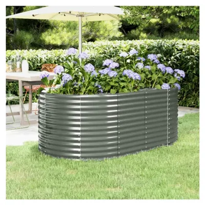 Produktbild von Hochbeet aus verzinktem Stahl, 175 x 100 x 68 cm, grau, Pflanzgefäß für Blumen, Sukkulenten, Terrasse, Balkon