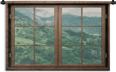 Produktbild von MuchoWow® Wandteppich Wandbehang Aussicht - Bäume - Natur 90x60 cm Tapisserie Dekoration Wandtuch - Wandskulpturen - Bildteppich