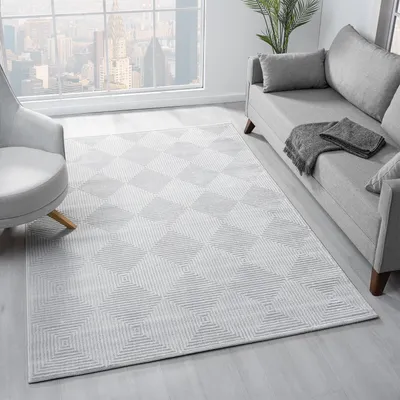 Produktbild von Teppich Wohnzimmer Schlafzimmer Kurzflor Baklava Design Hoch-Tief-Effekt Modern 3D
