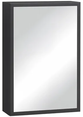 Obrázok produktu pre Zrkadlo do kúpeľne - skrinka so zrkadlom - 3 odkladacie plochy - tiché zatváranie - plastový rám - montáž na stenu - 40x15x60 cm - čierna farba