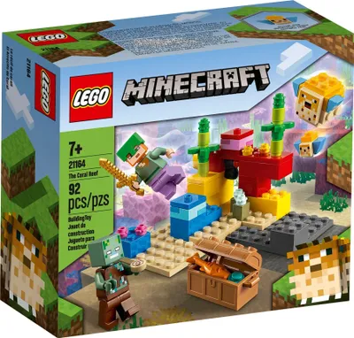 Produktbild von LEGO Minecraft The Coral Reef 21164 Hands-on Minecraft Marine Toy Featuring Alex, a Drowned and 2 Cool Puffer Fish, New 2021 (92 Pieces)